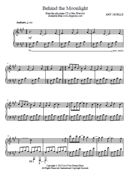 Behind the Moonlight Sheet Music PDF Instant Download