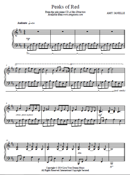 Peaks of Red Sheet Music PDF Instant Download
