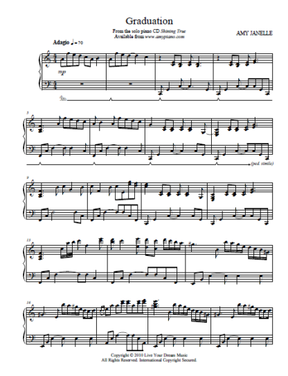 Graduation Sheet Music PDF Instant Download