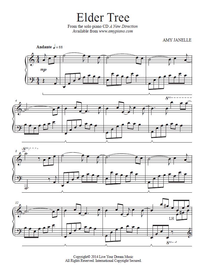 Elder Tree Sheet music PDF Instant Download - Amy Janelle - Solo